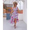 image:imageGRECERELLE 2026 Womens Spring Summer Boho Floral Print VNeck Faux Wrap Maxi Dress for Wedding Guest Graduation Party41 Fp Multicolor Blue Green