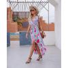 image:imageGRECERELLE 2026 Womens Spring Summer Boho Floral Print VNeck Faux Wrap Maxi Dress for Wedding Guest Graduation Party41 Fp Multicolor Blue Green