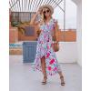 image:imageGRECERELLE 2026 Womens Spring Summer Boho Floral Print VNeck Faux Wrap Maxi Dress for Wedding Guest Graduation Party41 Fp Multicolor Blue Green