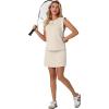 image:imageGRECERELLE 2026 Womens Summer 2 Piece Skort Set Cap Sleeve Round Neck Top amp Tennis Skirt with Pockets for Athletic amp CasualApricot White