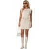 image:imageGRECERELLE 2026 Womens Summer 2 Piece Skort Set Cap Sleeve Round Neck Top amp Tennis Skirt with Pockets for Athletic amp CasualApricot White