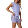 image:imageGRECERELLE 2026 Womens Summer 2 Piece Skort Set Cap Sleeve Round Neck Top amp Tennis Skirt with Pockets for Athletic amp CasualAura Indigo