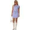image:imageGRECERELLE 2026 Womens Summer 2 Piece Skort Set Cap Sleeve Round Neck Top amp Tennis Skirt with Pockets for Athletic amp CasualAura Indigo