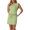 image:imageGRECERELLE 2026 Womens Summer 2 Piece Skort Set Cap Sleeve Round Neck Top amp Tennis Skirt with Pockets for Athletic amp CasualAvocado Green