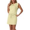image:imageGRECERELLE 2026 Womens Summer 2 Piece Skort Set Cap Sleeve Round Neck Top amp Tennis Skirt with Pockets for Athletic amp CasualButter Yellow