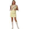 image:imageGRECERELLE 2026 Womens Summer 2 Piece Skort Set Cap Sleeve Round Neck Top amp Tennis Skirt with Pockets for Athletic amp CasualButter Yellow