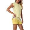 image:imageGRECERELLE 2026 Womens Summer 2 Piece Skort Set Cap Sleeve Round Neck Top amp Tennis Skirt with Pockets for Athletic amp CasualButter Yellow