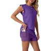 image:imageGRECERELLE 2026 Womens Summer 2 Piece Skort Set Cap Sleeve Round Neck Top amp Tennis Skirt with Pockets for Athletic amp CasualDark Purple