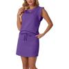 image:imageGRECERELLE 2026 Womens Summer 2 Piece Skort Set Cap Sleeve Round Neck Top amp Tennis Skirt with Pockets for Athletic amp CasualDark Purple