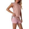 image:imageGRECERELLE 2026 Womens Summer 2 Piece Skort Set Cap Sleeve Round Neck Top amp Tennis Skirt with Pockets for Athletic amp CasualDeep Pink