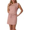 image:imageGRECERELLE 2026 Womens Summer 2 Piece Skort Set Cap Sleeve Round Neck Top amp Tennis Skirt with Pockets for Athletic amp CasualDeep Pink