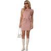 image:imageGRECERELLE 2026 Womens Summer 2 Piece Skort Set Cap Sleeve Round Neck Top amp Tennis Skirt with Pockets for Athletic amp CasualDeep Pink