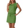 image:imageGRECERELLE 2026 Womens Summer 2 Piece Skort Set Cap Sleeve Round Neck Top amp Tennis Skirt with Pockets for Athletic amp CasualDill Green
