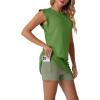 image:imageGRECERELLE 2026 Womens Summer 2 Piece Skort Set Cap Sleeve Round Neck Top amp Tennis Skirt with Pockets for Athletic amp CasualDill Green