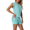 image:imageGRECERELLE 2026 Womens Summer 2 Piece Skort Set Cap Sleeve Round Neck Top amp Tennis Skirt with Pockets for Athletic amp CasualLight Blue