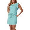 image:imageGRECERELLE 2026 Womens Summer 2 Piece Skort Set Cap Sleeve Round Neck Top amp Tennis Skirt with Pockets for Athletic amp CasualLight Blue
