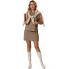 image:imageGRECERELLE 2026 Womens Summer 2 Piece Skort Set Cap Sleeve Round Neck Top amp Tennis Skirt with Pockets for Athletic amp CasualLight Coffee