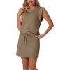 image:imageGRECERELLE 2026 Womens Summer 2 Piece Skort Set Cap Sleeve Round Neck Top amp Tennis Skirt with Pockets for Athletic amp CasualLight Coffee