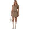 image:imageGRECERELLE 2026 Womens Summer 2 Piece Skort Set Cap Sleeve Round Neck Top amp Tennis Skirt with Pockets for Athletic amp CasualLight Coffee