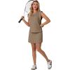 image:imageGRECERELLE 2026 Womens Summer 2 Piece Skort Set Cap Sleeve Round Neck Top amp Tennis Skirt with Pockets for Athletic amp CasualLight Coffee