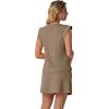 image:imageGRECERELLE 2026 Womens Summer 2 Piece Skort Set Cap Sleeve Round Neck Top amp Tennis Skirt with Pockets for Athletic amp CasualLight Coffee