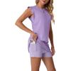 image:imageGRECERELLE 2026 Womens Summer 2 Piece Skort Set Cap Sleeve Round Neck Top amp Tennis Skirt with Pockets for Athletic amp CasualLilac