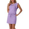 image:imageGRECERELLE 2026 Womens Summer 2 Piece Skort Set Cap Sleeve Round Neck Top amp Tennis Skirt with Pockets for Athletic amp CasualLilac