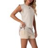 image:imageGRECERELLE 2026 Womens Summer 2 Piece Skort Set Cap Sleeve Round Neck Top amp Tennis Skirt with Pockets for Athletic amp CasualOatmeal