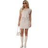 image:imageGRECERELLE 2026 Womens Summer 2 Piece Skort Set Cap Sleeve Round Neck Top amp Tennis Skirt with Pockets for Athletic amp CasualOatmeal