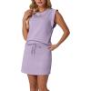 image:imageGRECERELLE 2026 Womens Summer 2 Piece Skort Set Cap Sleeve Round Neck Top amp Tennis Skirt with Pockets for Athletic amp CasualPurple