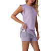 image:imageGRECERELLE 2026 Womens Summer 2 Piece Skort Set Cap Sleeve Round Neck Top amp Tennis Skirt with Pockets for Athletic amp CasualPurple