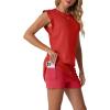 image:imageGRECERELLE 2026 Womens Summer 2 Piece Skort Set Cap Sleeve Round Neck Top amp Tennis Skirt with Pockets for Athletic amp CasualRed