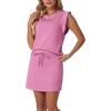 image:imageGRECERELLE 2026 Womens Summer 2 Piece Skort Set Cap Sleeve Round Neck Top amp Tennis Skirt with Pockets for Athletic amp CasualRose Red