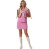 image:imageGRECERELLE 2026 Womens Summer 2 Piece Skort Set Cap Sleeve Round Neck Top amp Tennis Skirt with Pockets for Athletic amp CasualRose Red