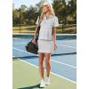 image:imageGRECERELLE Womens Summer 2 Piece Skort Set Half Zip Short Sleeve Top amp Pocketed Tennis Skirt For Sports amp VacationsWhite Gray