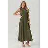 image:imageGRECERELLE Womens 2026 Spring Summer Casual Mock Neck Sleeveless Flared Maxi Dress with Pockets XS  3XLArmy Green