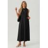 image:imageGRECERELLE Womens 2026 Spring Summer Casual Mock Neck Sleeveless Flared Maxi Dress with Pockets XS  3XLBlack