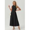 image:imageGRECERELLE Womens 2026 Spring Summer Casual Mock Neck Sleeveless Flared Maxi Dress with Pockets XS  3XLBlack