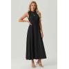 image:imageGRECERELLE Womens 2026 Spring Summer Casual Mock Neck Sleeveless Flared Maxi Dress with Pockets XS  3XLBlack