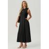 image:imageGRECERELLE Womens 2026 Spring Summer Casual Mock Neck Sleeveless Flared Maxi Dress with Pockets XS  3XLBlack
