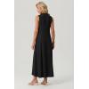 image:imageGRECERELLE Womens 2026 Spring Summer Casual Mock Neck Sleeveless Flared Maxi Dress with Pockets XS  3XLBlack