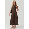 image:imageGRECERELLE Womens 2026 Spring Summer Casual Mock Neck Sleeveless Flared Maxi Dress with Pockets XS  3XLDark Coffee