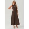 image:imageGRECERELLE Womens 2026 Spring Summer Casual Mock Neck Sleeveless Flared Maxi Dress with Pockets XS  3XLDark Coffee