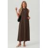 image:imageGRECERELLE Womens 2026 Spring Summer Casual Mock Neck Sleeveless Flared Maxi Dress with Pockets XS  3XLDark Coffee