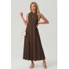 image:imageGRECERELLE Womens 2026 Spring Summer Casual Mock Neck Sleeveless Flared Maxi Dress with Pockets XS  3XLDark Coffee