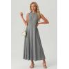 image:imageGRECERELLE Womens 2026 Spring Summer Casual Mock Neck Sleeveless Flared Maxi Dress with Pockets XS  3XLGray