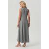 image:imageGRECERELLE Womens 2026 Spring Summer Casual Mock Neck Sleeveless Flared Maxi Dress with Pockets XS  3XLGray