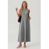image:imageGRECERELLE Womens 2026 Spring Summer Casual Mock Neck Sleeveless Flared Maxi Dress with Pockets XS  3XLGray