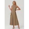 image:imageGRECERELLE Womens 2026 Spring Summer Casual Mock Neck Sleeveless Flared Maxi Dress with Pockets XS  3XLKhaki