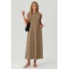 image:imageGRECERELLE Womens 2026 Spring Summer Casual Mock Neck Sleeveless Flared Maxi Dress with Pockets XS  3XLKhaki